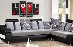 LR Love Wall Art Print Red Heart Grey Quote Framed Split Panel Canvas Picture Ready to Hang