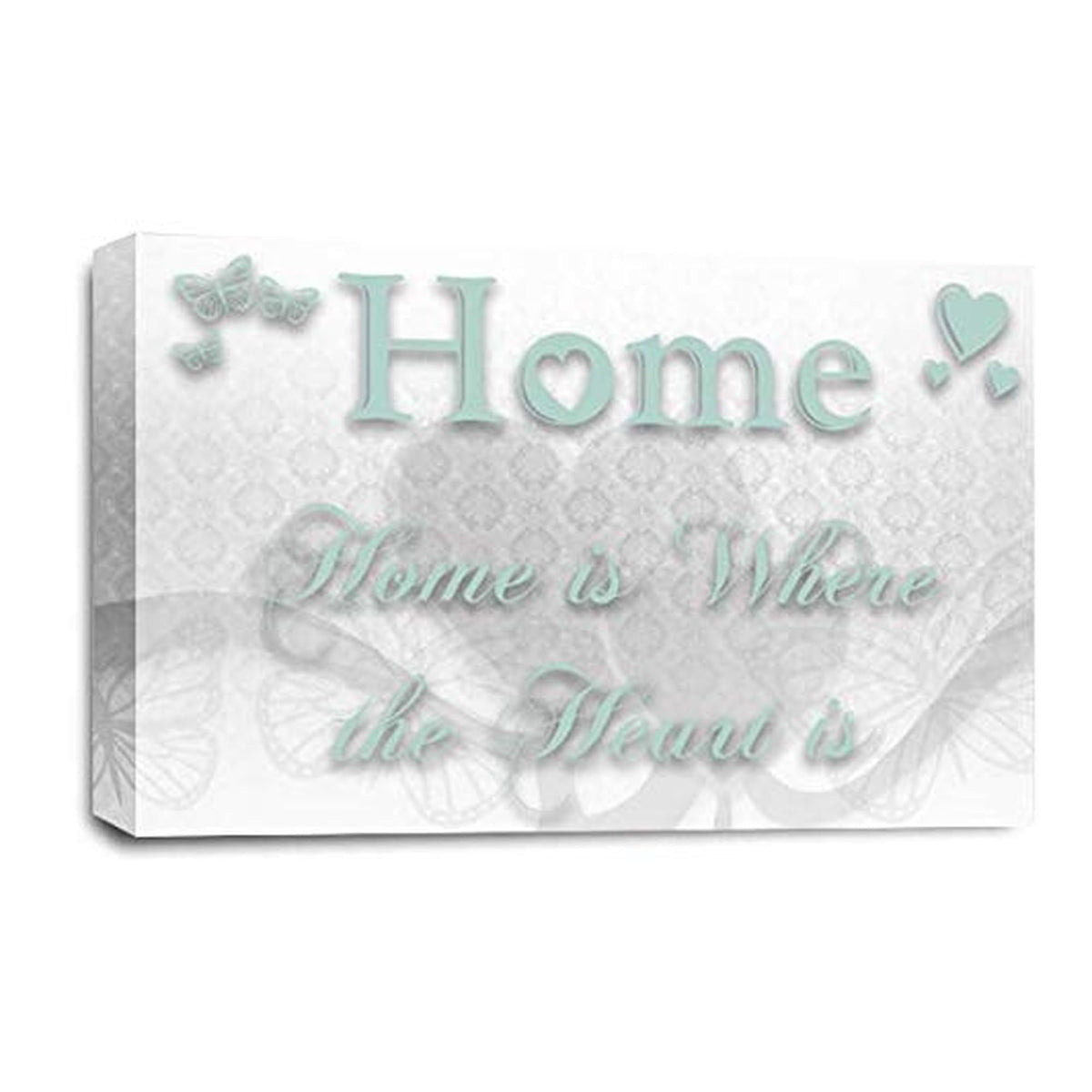 LR Home Love Quote Wall Art Picture – White & Duck Egg Framed Canvas Print | Ready to Hang | Modern Wall Art for Living Room, Bedroom & Office