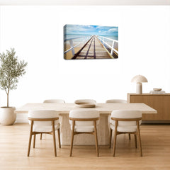 LR Sunset Beach Wall Art Picture – Seascape Framed Canvas Print | Ready to Hang | Modern Wall Art for Living Room, Bedroom & Office