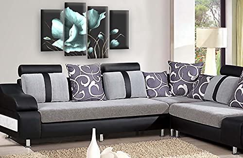 LR Floral Rose Wall Art Picture Duck Egg Flower Poppy Framed Split Canvas Print Ready to Hang
