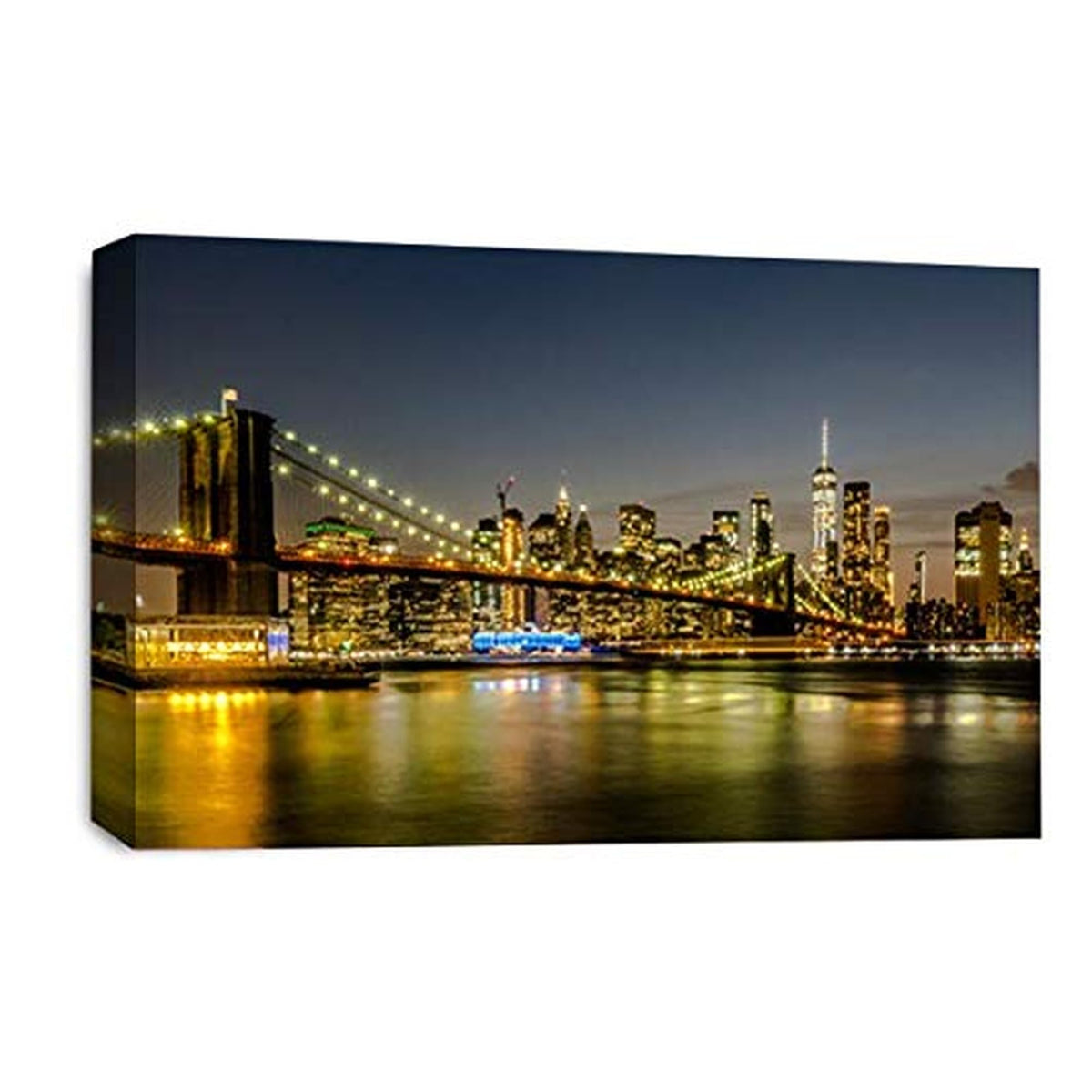 LR New York Skyline Wall Art Picture Framed Canvas Print | Ready to Hang | Modern Wall Art for Living Room, Bedroom & Office