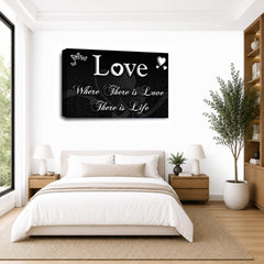 LR Love Wall Art Picture – Black & White Family Quote Framed Canvas Print | Ready to Hang | Modern Wall Art for Living Room, Bedroom & Office