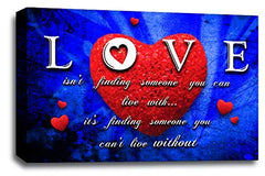 LR Love Quote Wall Art Picture Blue Red Heart Framed Canvas Print Ready to Hang