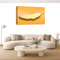 LR Abstract Feather Wall Art Picture – Orange & White Modern Framed Canvas Print | Ready to Hang | Modern Wall Art for Living Room, Bedroom & Office