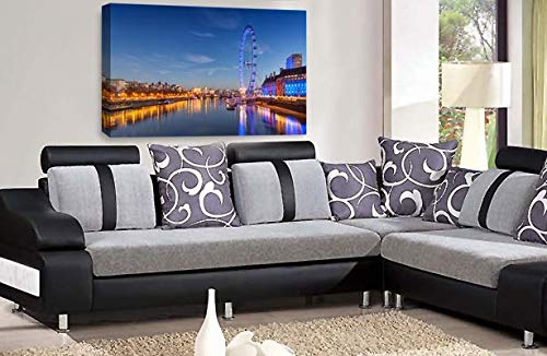 LR London Eye Wall Art Picture City Wheel Thames Big Ben Framed Canvas Print Ready to Hang