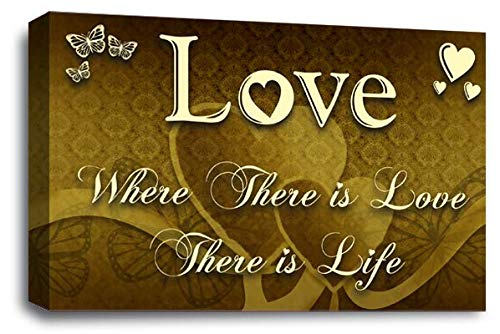 LR Love Quote Wall Art Picture – Cream & Brown Framed Canvas Print | Ready to Hang | Modern Wall Art for Living Room, Bedroom & Office