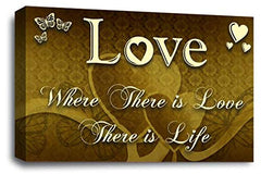 LR Love Quote Wall Art Picture – Cream & Brown Framed Canvas Print | Ready to Hang | Modern Wall Art for Living Room, Bedroom & Office