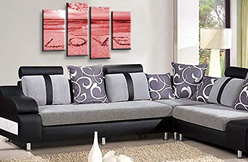 LR Love Beach Wall Art Picture Red Grey Sunset Seascape Quote Split Canvas Print Ready to Hang