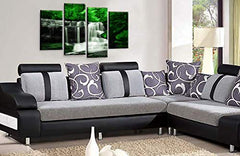LR Waterfall Green Wall Art Picture Forrest Landscape Grey Framed Split Canvas Print Ready to Hang