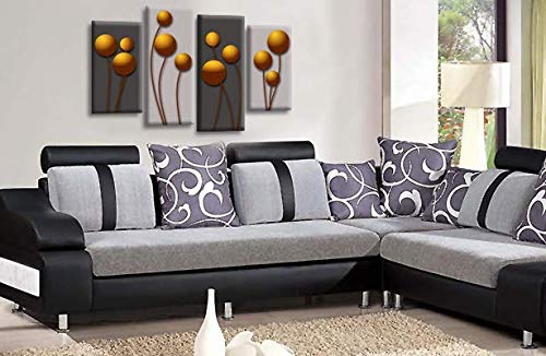 LR Orange Floral Rose Wall Art Picture Grey Abstract Flower Love Framed Split Panel Print Ready to Hang