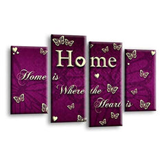 LR Love Quote Home Wall Art Picture – Purple & Cream Framed 4 Panel Split Canvas Print | Ready to Hang | Modern Wall Art for Living Room, Bedroom & Office