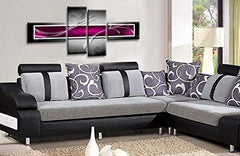 LR Abstract Wall Art Canvas Picture Purple Black White Squares Large Home Split Panel Print Ready to Hang
