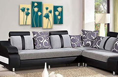 LR Floral Rose Canvas Art Picture Teal Cream Flower Love Home Split Panel Print Solid
