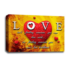 LR Love Quote Wall Art Picture – Red & Yellow Framed Canvas Print | Ready to Hang | Modern Wall Art for Living Room, Bedroom & Office