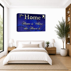 LR Home Love Quote Wall Art Picture – Blue & Cream Framed Canvas Print | Ready to Hang | Modern Wall Art for Living Room, Bedroom & Office