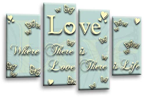 LR Love Quote Wall Art Picture Duck Egg Cream Family Framed Split Panel Print Ready to Hang