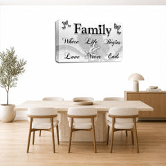 LR Family Love Quote Wall Art Picture – Black & White Framed Canvas Print | Ready to Hang | Modern Wall Art for Living Room, Bedroom & Office