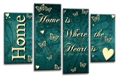 LR Love Quote Home Wall Art Picture Teal Cream Family Framed Split Panel Print Ready to Hang