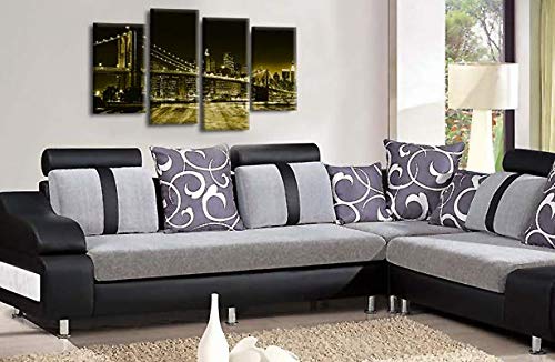 LR New York Skyline Wall Art Picture Brooklyn Bridge Empire State Framed Split Panel Print