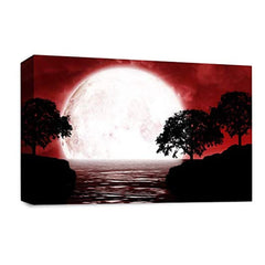 LR Abstract Landscape Wall Art Picture – Red, Black & White Seascape Framed Canvas Print | Ready to Hang | Modern Wall Art for Living Room, Bedroom & Office