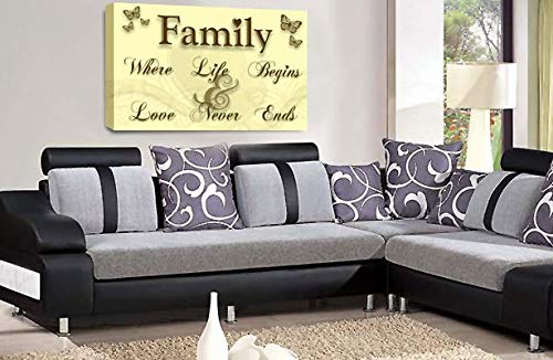LR Family Love Quote Art Print Cream Gold Home Framed Canvas Picture Ready to Hang