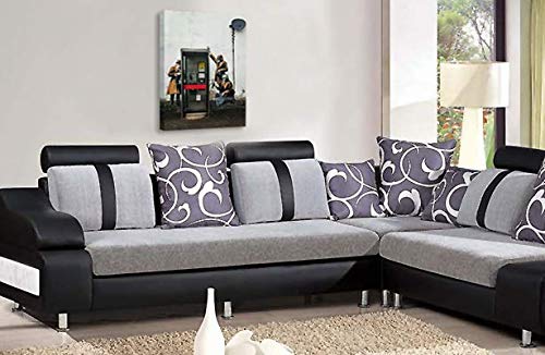 LR Framed Banksy Spies Canvas Wall Art Grey White Telephone Peace Love Picture Print Ready to Hang