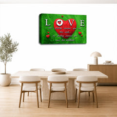 LR Love Quote Wall Art Picture – Red & Green Framed Canvas Print | Ready to Hang | Modern Wall Art for Living Room, Bedroom & Office