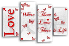 LR Love Quote Wall Art Picture Red White Family Framed Split Panel Print Ready to Hang