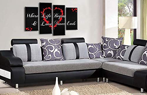 LR Love Quote Wall Art Picture Black Red Heart Life Home Framed Split Panel Print Ready to Hang