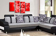 LR Floral Rose Wall Art Picture Red Cream Spring Flower Framed Split Panel Canvas Print Ready to Hang
