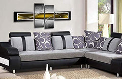 LR Yellow Grey Abstract Canvas Art Picture Black White Squares Large Love Home Split Wall Panel Print