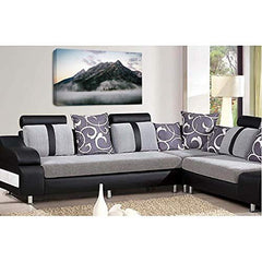 LR Landscape Wall Art Print Lake Mountains Fields Home Framed Canvas Panel Picture Ready to Hang