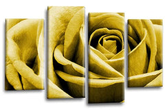 LR Floral Mustard Rose Love Art Picture Grey White Flower Home Wall Canvas Split Panel Print