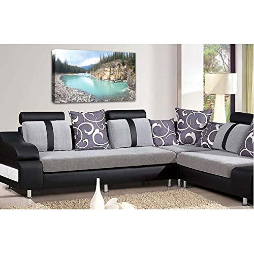 LR Landscape Wall Art Print Lake Forest Framed Canvas Panel Picture Ready to Hang