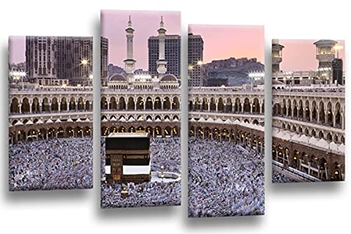LR Islamic Hajj Mecca Wall Art Picture Haram Kaaba Framed Split Canvas Ready to Hang