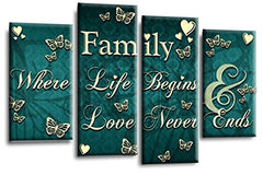 LR Family Love Quote Art Print Teal Cream Home Framed Split Canvas Picture Ready to Hang
