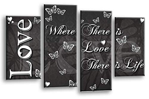 LR Love Quote Wall Art Picture Grey White Family Framed Split Panel Print Ready to Hang