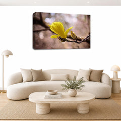 LR Floral Wall Art Picture – Grey, Yellow & White Framed Canvas Print | Ready to Hang | Modern Wall Art for Living Room, Bedroom & Office