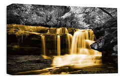 LR Orange Waterfall Canvas Wall Art Picture Forest Landscape Grey White Framed Print Ready to Hang