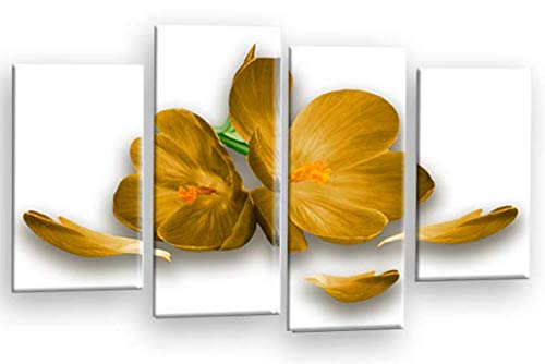 LR Floral Rose Orchid Wall Art Picture Mustard White Flower Framed Canvas Split Print Ready to Hang