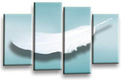 LR Abstract Wall Art Print Teal White Floral Feather Dream Framed Split Panel Canvas Picture