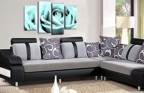 LR Floral Duck Egg Rose Wall Art Picture Love Flower Home Canvas Split Panel Print Framed Ready to Hang