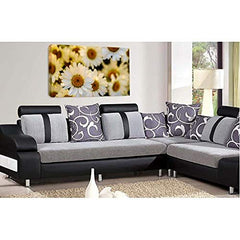 LR Floral Flower Daisy Wall Art Picture Yellow White Rose Poppy Framed Panel Print Ready to Hang