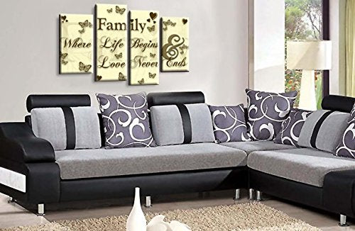 LR Family Love Quote Wall Art Picture Cream Brown Framed Split Panel Print Ready to Hang