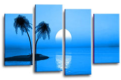 LR Sunset Wall Art Print Blue Palm Trees Beach Framed Split Panel Canvas Picture Ready to Hang