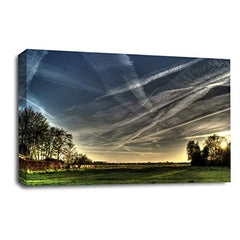 LR Landscape Lake Wall Art Picture Mountains Fields Framed Canvas Panel Print Ready to Hang