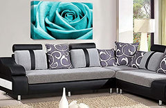LR Floral Rose Wall Art Teal Canvas Picture Print Flower Framed Panel Ready to Hang