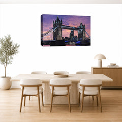 LR London Bridge Wall Art Picture – Cityscape Framed Canvas Print | Ready to Hang | Modern Wall Art for Living Room, Bedroom & Office
