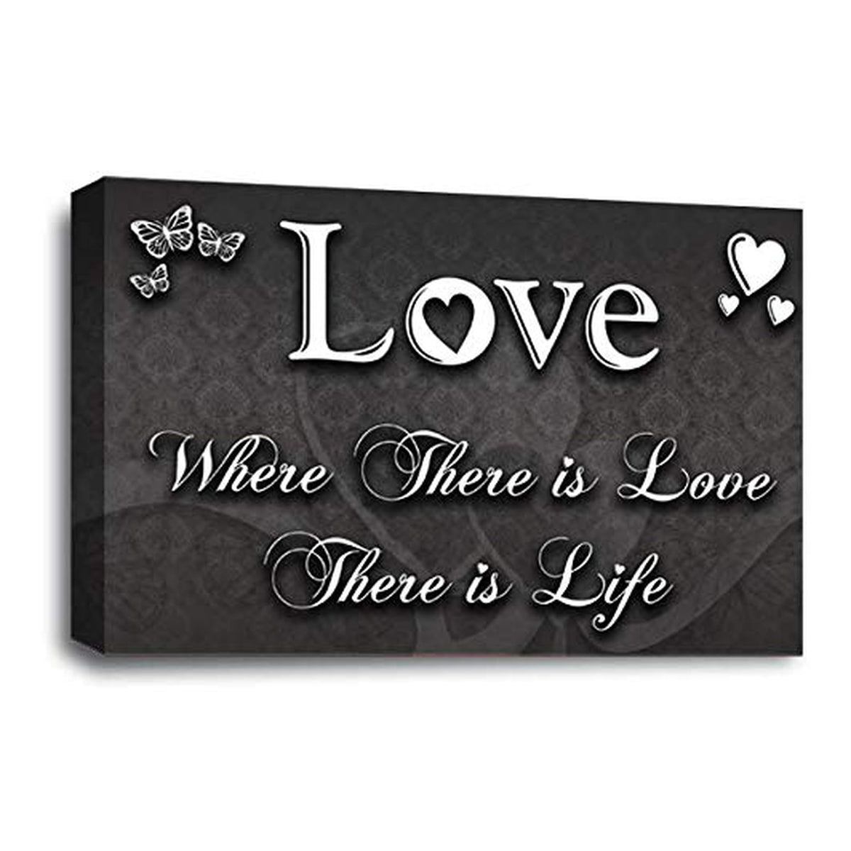 LR Love Quote Wall Art Picture – Grey & White Framed Canvas Print | Ready to Hang | Modern Wall Art for Living Room, Bedroom & Office