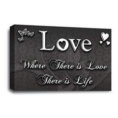 LR Love Quote Wall Art Picture – Grey & White Framed Canvas Print | Ready to Hang | Modern Wall Art for Living Room, Bedroom & Office